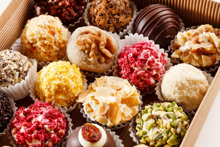 Assortment of gourmet chocolates and candies