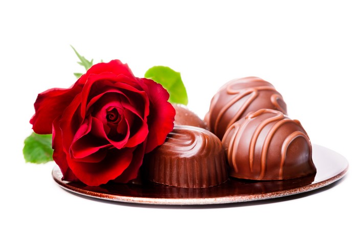 Red Rose and Chocolates on a Plate