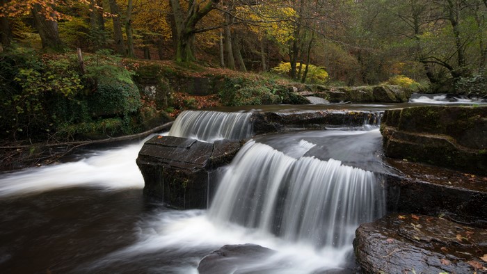 Waterfalls in Autumn Forest