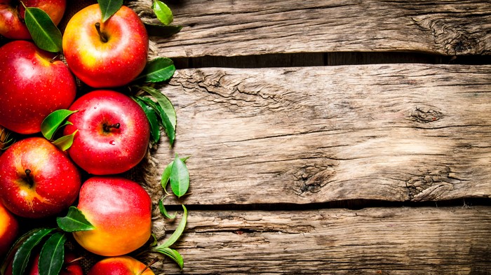 Apples on Wood Planks