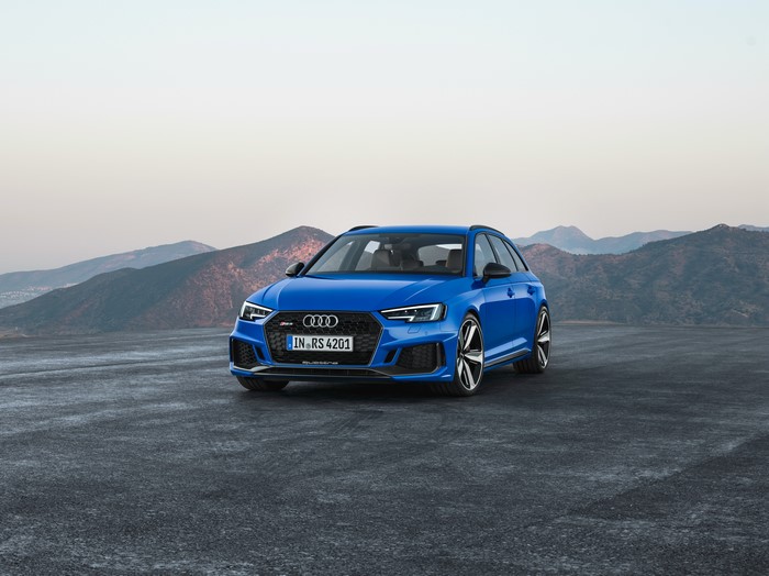 Blue Audi RS 4 Avant parked outdoors