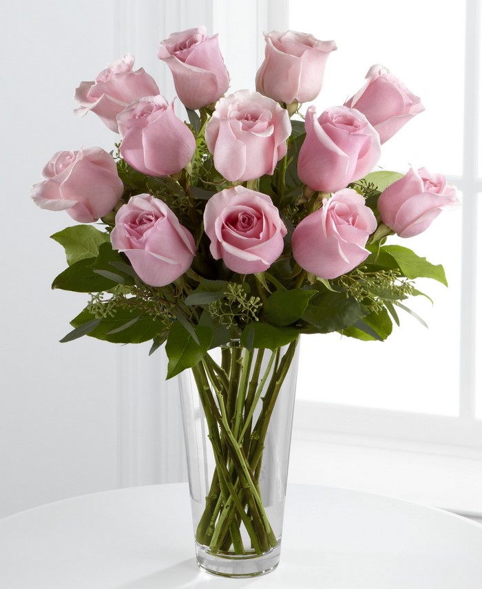 Pink Roses in a Glass Vase