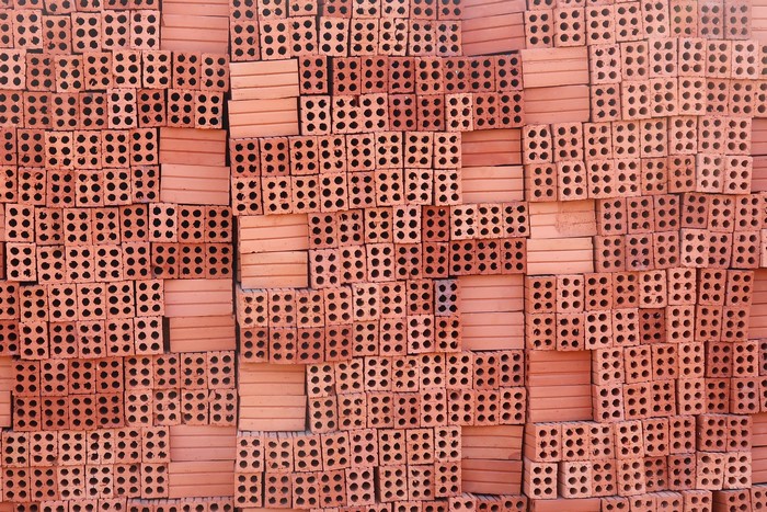Stack of red bricks