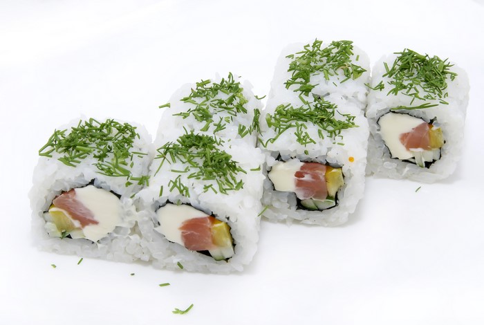Sushi rolls with dill and cream cheese