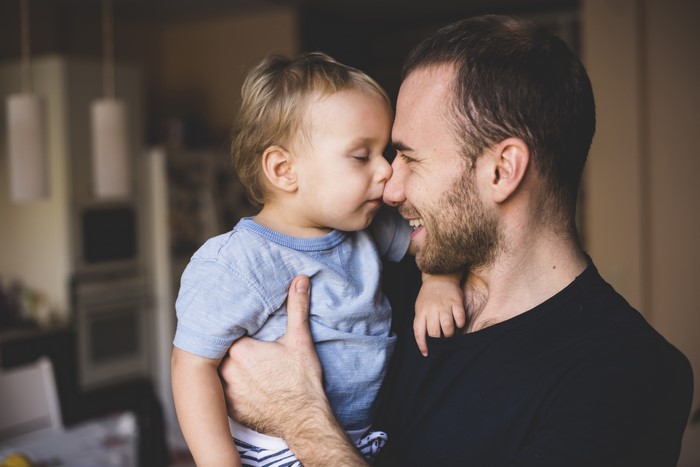Father and Son Nose to Nose