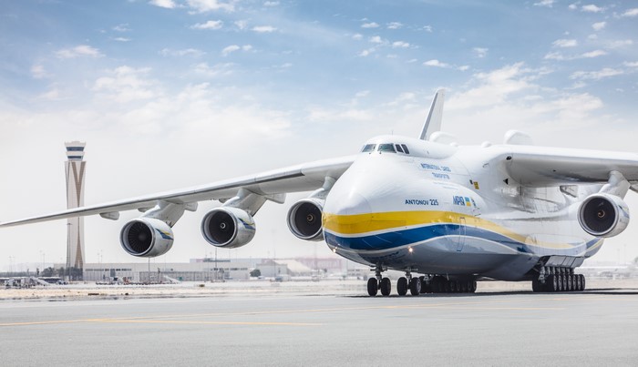 Antonov An-225 Mriya transport aircraft on tarmac