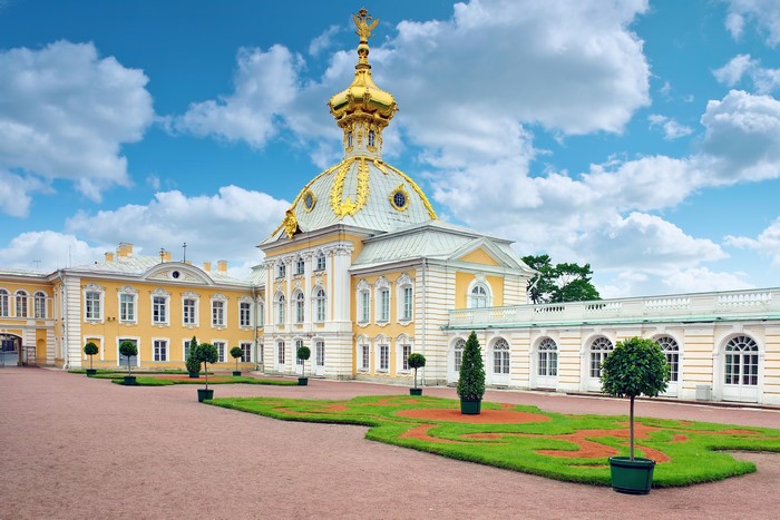 Petergof Palace with Golden Dome in St. Petersburg, Russia
