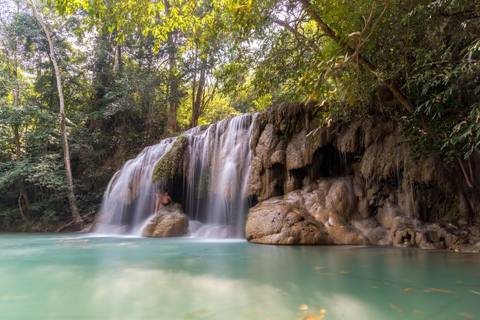 Erawan Falls Kanchanaburi Thailand Tropics Waterfalls