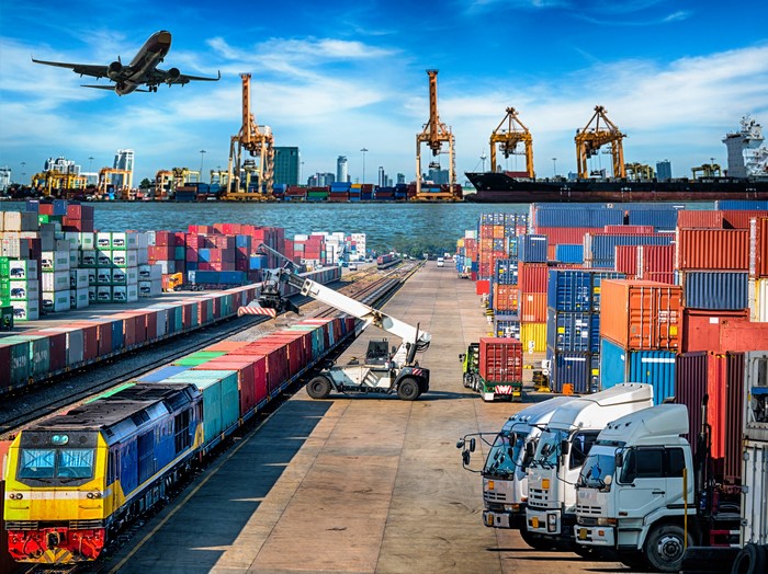 4K Port with Airplanes, Trains, Trucks, and Forklifts