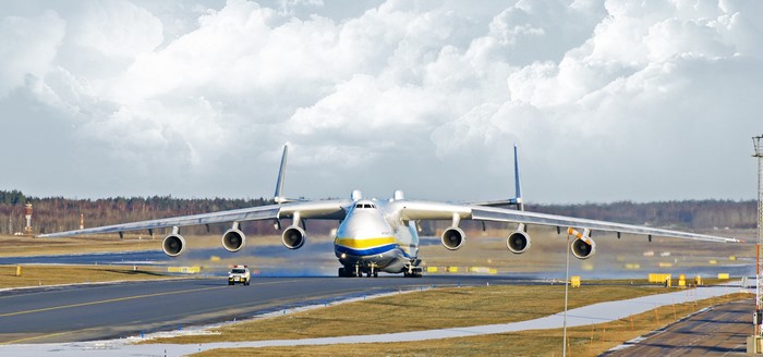 Antonov An-225 Mriya transport aircraft on runway