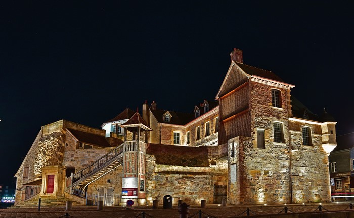The Old Salt Hall at Night in Honfleur, France