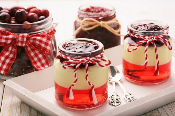 Jars of Cranberries and Jelly Desserts