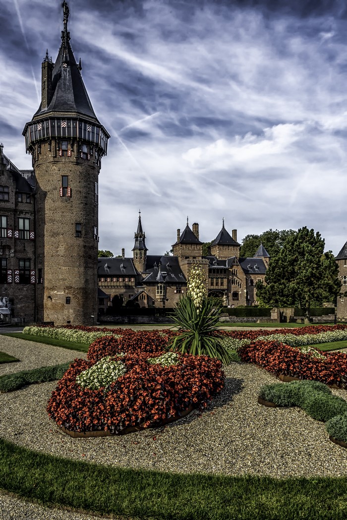 Castle De Haar in the Netherlands with formal gardens