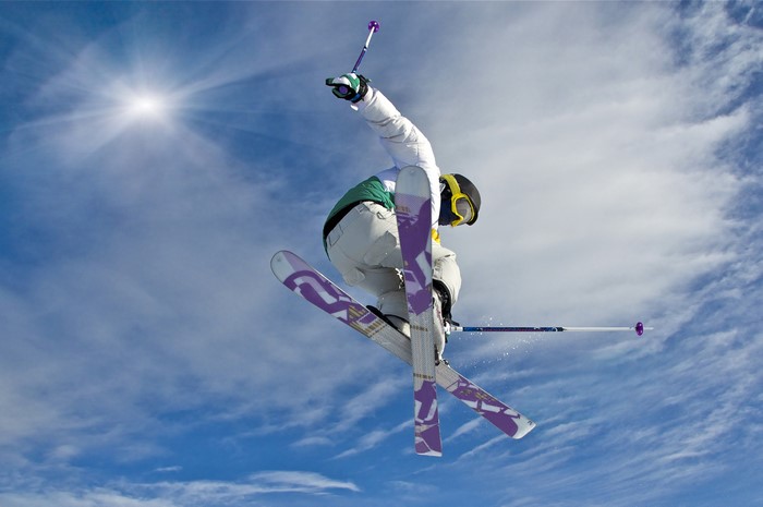 Man Skiing and Jumping in the Air