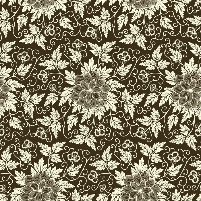 Seamless floral pattern with flowers and leaves