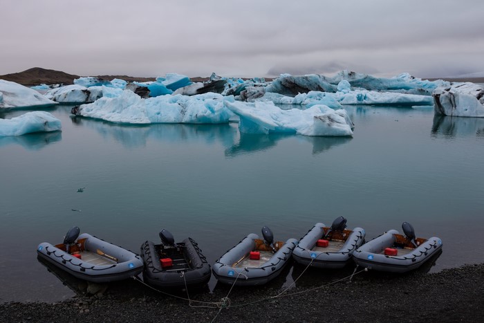 4K Jokulsarlon Lagoon Iceland Boats Ice Bay