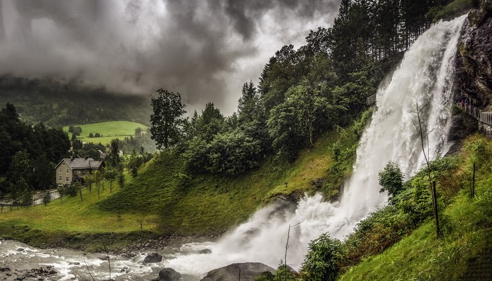 Waterfall in Mo, Hordaland, Norway