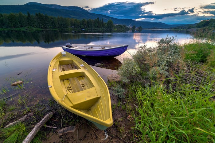 Two boats on a lake in Norway
