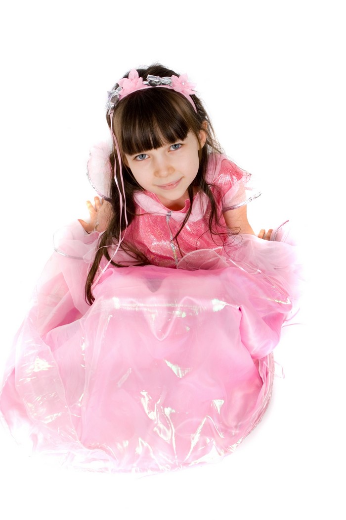 Young Girl in Pink Princess Dress