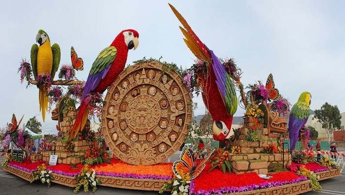 Parrot and Butterfly Float with Aztec Calendar
