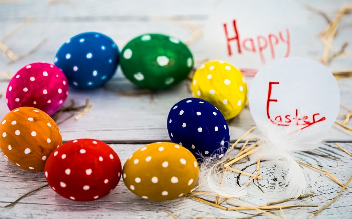 Easter Eggs with Happy Easter Message