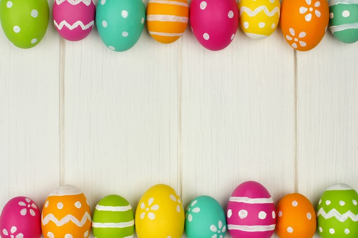 Easter Eggs on Wood Planks