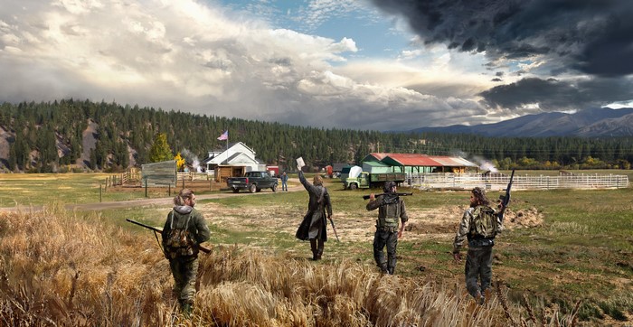 Far Cry 5 men in a rural landscape