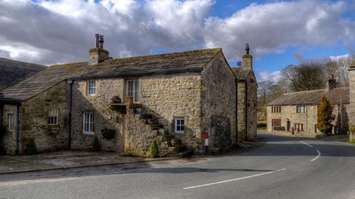 Stone Houses and Road in Starbotton, North Yorkshire