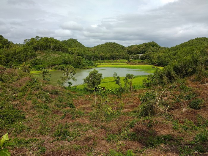 Lake and hills in Yogyakarta, Indonesia