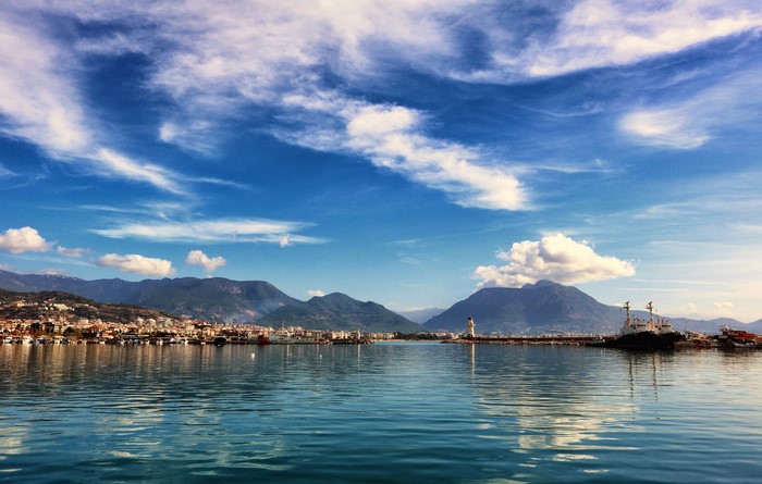 Alanya Marina and Mountains in Antalya, Turkey