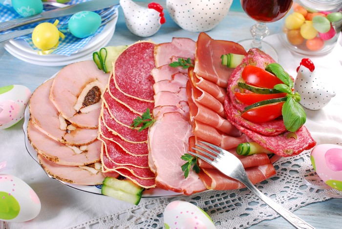 Easter Meat Platter with Ham and Sausage