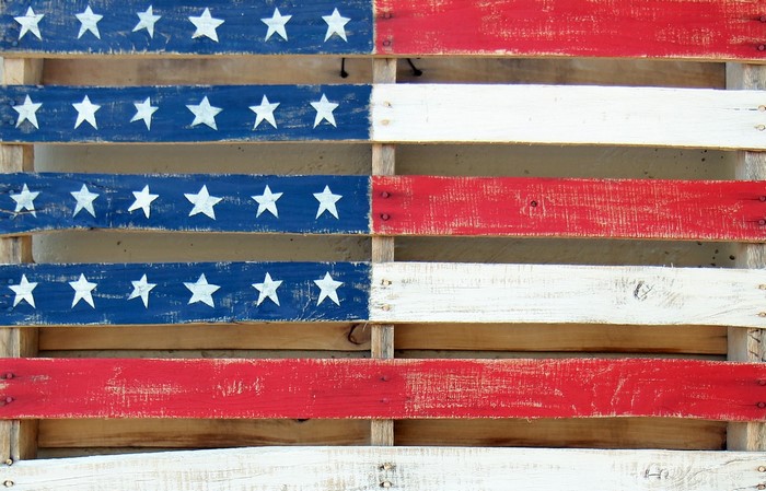 American Flag painted on wooden planks