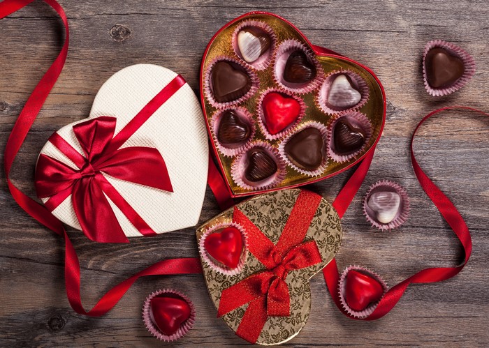 Valentine's Day Heart-Shaped Chocolate Boxes with Ribbons