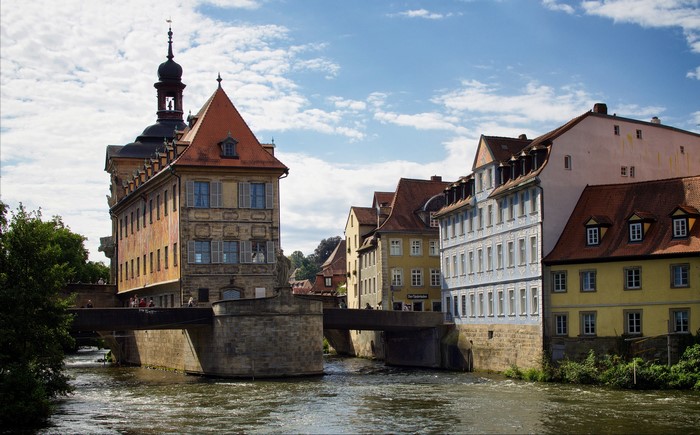 Altes Rathaus in Bamberg, Germany over the Regnitz River