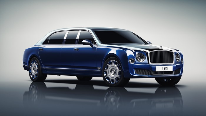 Blue 2016 Mulsanne Grand Limousine by Mulliner Bentley