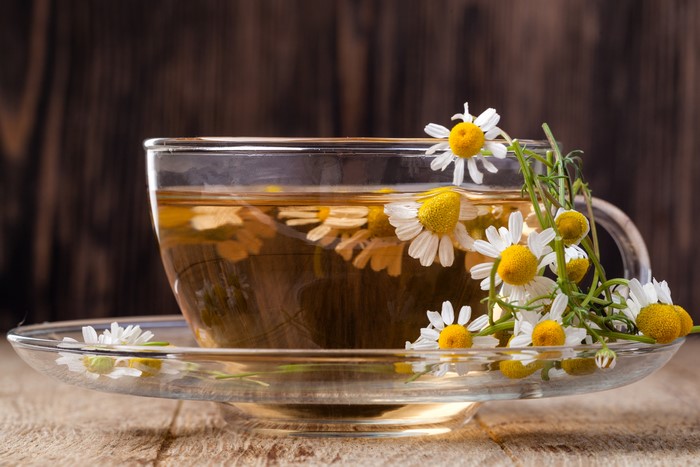 4K Cup of Chamomile Tea with Flowers