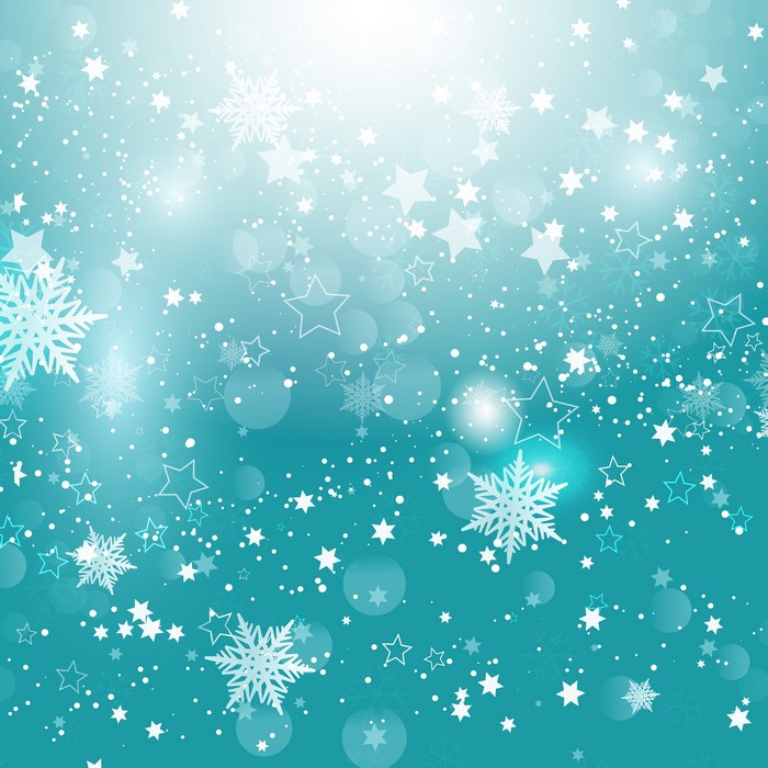Snowflakes and stars on a blue background