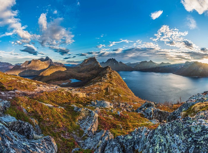 Mountains and lake on Senja Island, Norway