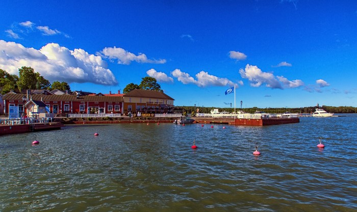 Naantali, Finland waterfront with boats and houses