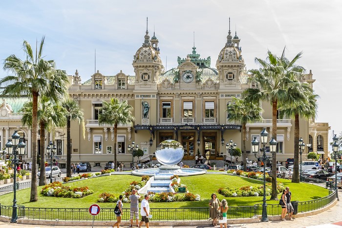 Casino de Monte-Carlo with palm trees and fountain