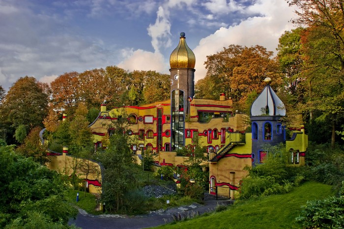Hundertwasser House in Grugapark, Essen, Germany during Autumn