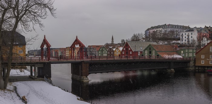 Trondheim, Norway Bridge in Winter with Snow