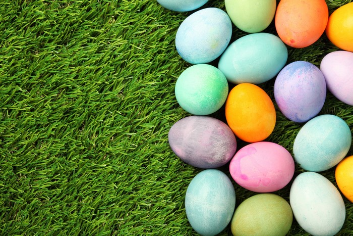 Easter Eggs on Green Grass