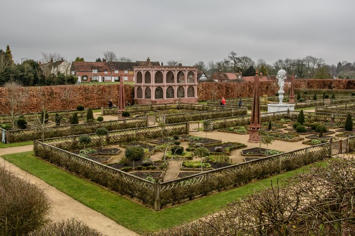 Kenilworth Castle Elizabethan Garden with Houses and Fences