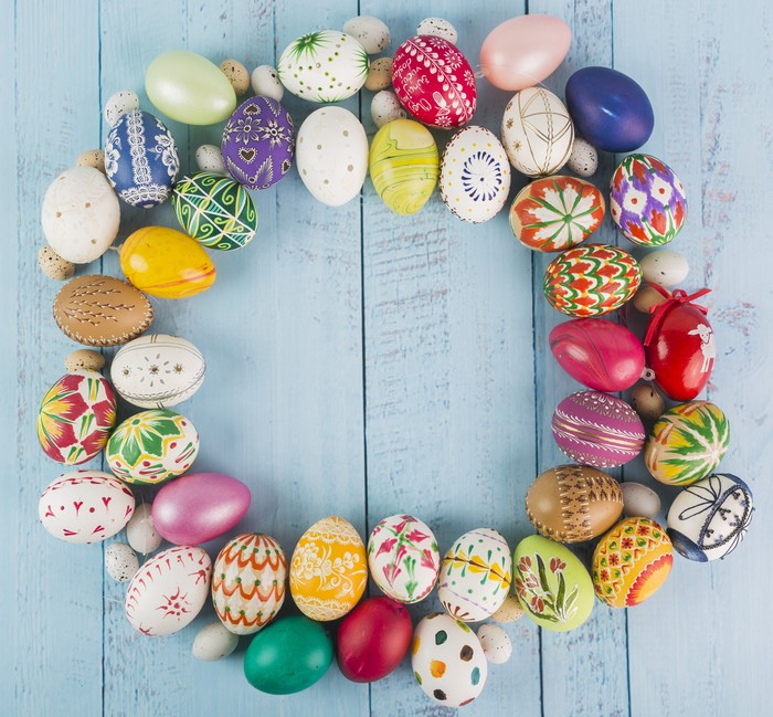 Easter Eggs on Wood Planks
