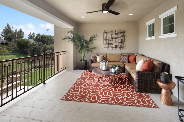 Outdoor Balcony with Sectional Sofa and Rug