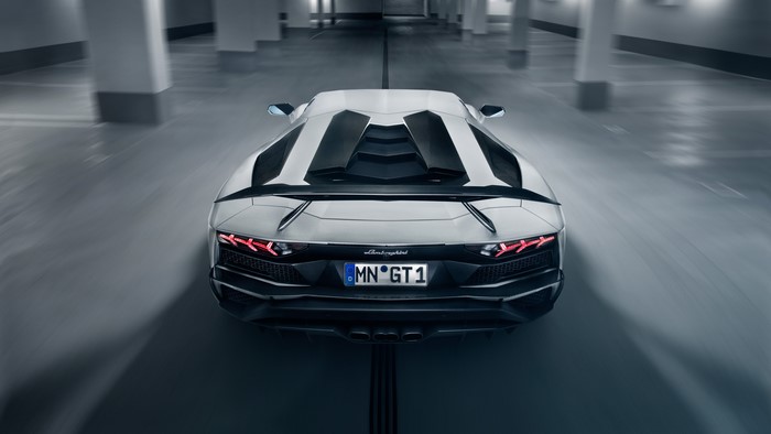 4K White Lamborghini Aventador S Novitec Torado Back View