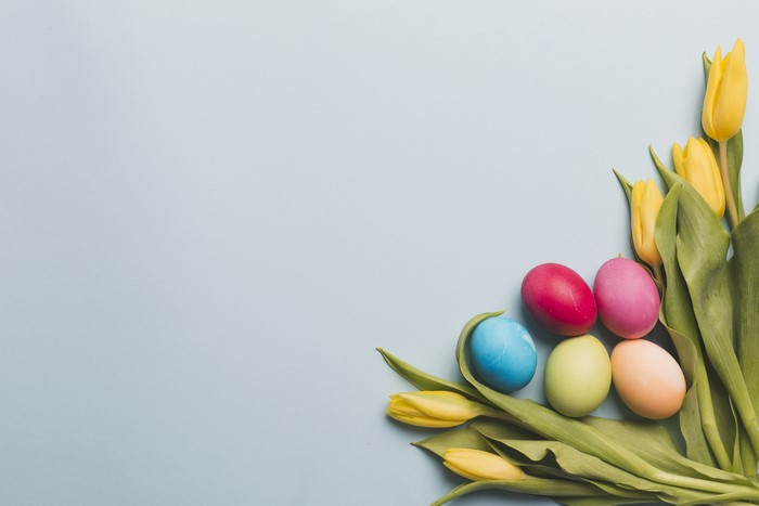 Easter Tulips and Painted Eggs
