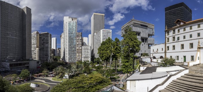 Rio de Janeiro cityscape with modern buildings and historic architecture