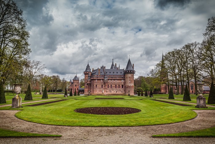 De Haar Castle in the Netherlands with manicured gardens